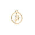 Golden round hollow star charm accessory in polished stainless steel for DIY jewelry - Gold