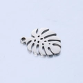 Polished silver stainless steel monstera leaf pendant for DIY jewelry making - Steel