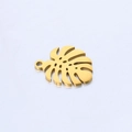 Polished gold monstera leaf pendant in stainless steel for DIY jewelry making - Gold