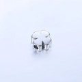 Polished stainless steel four-leaf clover charm bead with holes for DIY jewelry - Steel