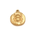 Golden stainless steel scarab beetle coin pendant for DIY jewelry making and necklaces - Gold