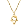 Polished stainless steel girl pendant necklace with delicate chain in golden finish - Gold