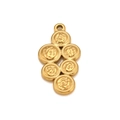 Golden irregular geometric grape-shaped stainless steel pendant with textured discs - Gold
