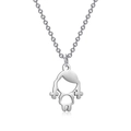 Polished silver stainless steel necklace featuring a hollow little girl silhouette pendant - Steel