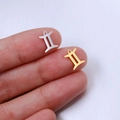 Detailansicht der Gemini-Sternzeichen-Anhänger in poliertem Gold und Silber - Zwillinge / Stahlfarben