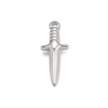 Polished silver titanium steel sword pendant with intricate honeycomb texture - Silver