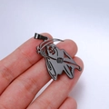 Hip hop men's Grim Reaper skull pendant necklace in matte black stainless steel finish - Pendant Only / Black