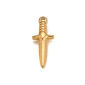 Polished gold sword pendant with textured hilt and embossed blade for men necklaces - Gold