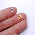 Macro view of Sagittarius zodiac pendants in polished gold and silver for DIY jewelry - Sagittarius