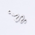 Polished silver stainless steel snake charm pendant for DIY necklace and jewelry making - Steel