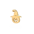 Gold stainless steel Halloween pumpkin charm with wizard hat for DIY jewelry making - Gold