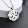 Collier avec pendentif pièce Balance en argent et chaîne à mailles carrées en acier - Acier Balance