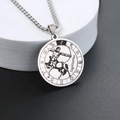 Collier Sagittaire en acier inoxydable argenté avec pendentif disque et symbole zodiacal - Acier Sagittaire