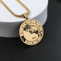 Collier médaille signe Bélier doré avec gravure bélier détaillée et chaîne box - Or Bélier