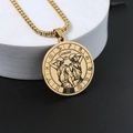 Collier avec pendentif signe Gémeaux en acier inoxydable doré et chaîne à perles - Or Gémeaux