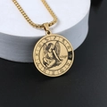Collier médaille Vierge dorée avec symboles du zodiaque et chaîne à maillons rectangulaires - Or Vierge