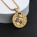 Collier Sagittaire doré avec pendentif rond et chaîne à perles carrées pour homme - Or Sagittaire