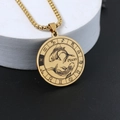 Collier médaille Poissons doré avec pendentif gravé et chaîne à billes pour hommes - Or Poissons