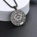 Collier médaille Cancer noir gunmetal avec gravure de crabe et chaîne à perles carrées - Noir Cancer