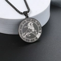 Collier pour homme avec pendentif Lion en métal brossé noir et chaîne à billes - Noir Lion