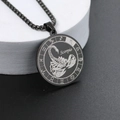 Collier pendentif rond Scorpion en acier inoxydable noir avec chaîne à boules - Noir Scorpion