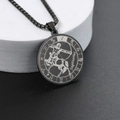 Collier noir pour homme avec pendentif signe du Sagittaire et chaîne à maillons - Noir Sagittaire