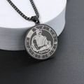 Collier avec pendentif Verseau en acier inoxydable noir avec chaîne à billes de style industriel - Noir Verseau