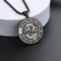 Collier pendentif signe du zodiaque Poissons en acier inoxydable noir avec chaîne - Noir Poissons