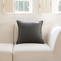 Close-up of dark grey jacquard checkered cushion cover on a minimalist white sofa - 30*50cm / Pillowcase / Gray