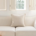 Detail of minimalist beige jacquard cushion cover with subtle woven grid pattern texture - 30x50CM Pillowcase / Beige