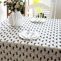 Mantel de lino moderno con estampados de ballenas azules y ondas para el comedor - 60x60cm / Ballena Azul (Borde Enrollado)