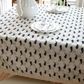 Mantel moderno de lino con estampado de ballena azul y encaje blanco de estilo nórdico - 60x60cm / Ballena Azul (Borde de Encaje)