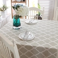 Mantel moderno gris y blanco con patrón geométrico de enrejado para mesa de comedor - 140x200cm / Enrejado Verde (Borde Enrollado)