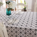 Mantel moderno de algodón con patrón geométrico de triángulos negros para mesa comedor - 60x60cm / Lienzo de Triángulo Blanco
