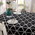 Mantel moderno de algodón con patrones geométricos de triángulos blanco y negro - 60x60cm / Lienzo de Triángulo Negro