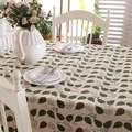 Mantel de algodón y poliéster con estampado de hojas verdes y elegante encaje lateral - Hoja Verde Borde Dobladillado / 60x60cm