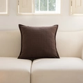 Detail of dark brown checked jacquard pillowcase with elegant ruffled edge on sofa - 30*50cm / Pillowcase / Dark Brown