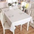 Mantel rectangular blanco de poliéster y algodón con diseño jacquard y encaje - Blanco Puro / 60x60cm
