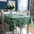 Mantel rectangular de lona de algodón grueso con estampados de hojas de palma verde - 60x60cm / Estampado de hojas