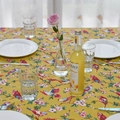 Mantel de lona de algodón grueso con estampado amarillo de flores y pájaros para mesa - 60x60cm / Pájaro Amarillo Floral