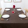 Mantel rectangular minimalista de lino marrón oscuro impermeable para mesa de comedor - Estándar / café