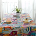Nappe épaisse en coton avec motifs de poissons tropicaux colorés et style marin éclatant - Poisson Orange / 140x200cm