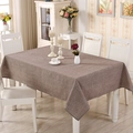 Mantel rectangular moderno en mezcla de algodón y lino teñido en hilo marrón cálido - 140x200cm / Marrón Teñido en Hilo