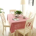 Rectangle table cloth featuring red and white stripes with elegant fringe edges - 140x200cm / Red & White Stripes