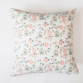 Detail of Nordic plaid pillowcase featuring floral patterns and vintage birdcage designs - Floral Birdcage