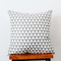 Detail of Nordic grey and white geometric triangle pattern on polyester cotton pillowcase - Grey Triangle