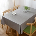 Modern grey minimalist waterproof linen tablecloth for rectangular dining tables at home - Gray