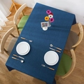 Modern deep blue rectangular linen textured tablecloth for home and hotel dining decor - Navy Blue