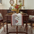 Runner da tavola Ramadan con motivo jacquard di luna e castello con nappe - 35X140cm / Castello A Graticcio Arancione Con Nappe Marroni