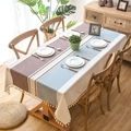 Mantel de jacquard nórdico con flecos y retazos geométricos para mesas de comedor - 140x230 / Violeta Con Borla